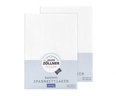 Julius Zöllner 8380313100 Lot de 2 draps-housses en jersey pour lit denfant 60 x 120/70 x 140 cm, blanc