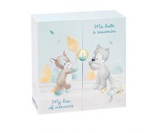 NATTOU Fr-Es-It-Nl-Pt Boîte de Rangement pour Bébé/Objets/Souvenirs Tim/Tiloo Bleu 25 x 26, 5 x 9 cm