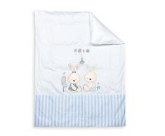 Interbaby 91514–01 Housse pour couette en duvet et coussin Motif lapins de bébé bleu