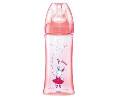 Dodie-Biberon Initiation 330ml ROSE DANSEUSE +6 mois tétine ronde 3 vitesses débit 3