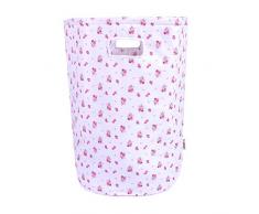 Minene Panier à linge Motif roses Crème