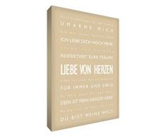 Little Helper LVDP2436-01G Feel Good Art Tableau sur toile avec citations sur lamour en langue allemande Typographie moderne Beige 91 x 60 cm