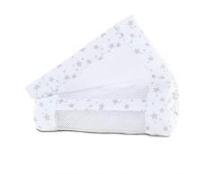 babybay Tour de Lit en Maille-Piqué Convient pour Modèle Maxi Boxspring Comfort/Comfort Plus Blanc avec Étoiles Gris Perle 1 Unité