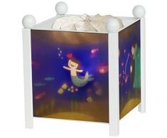 TROUSSELIER - Ninon Sirène - Veilleuse - Lanterne Magique - Idéal Cadeau Enfant - Dessin animé - Lumière rassurante - Couleur Bois Blanc - Ampoule 12V 10W inclue - Prise Elec. EU