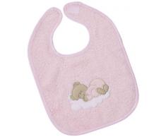 Easy Baby Bavoir avec attache en velcro Motif ourson endormi Rose
