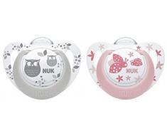 NUK 10175215 Genius Color Lot de 2 tétines en silicone adaptées aux mâchoires Rose et gris Taille 0-6 mois