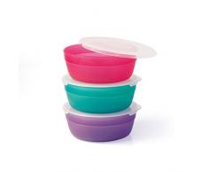 MillO Bébé Set de 3 Boîtes de Conservation Micro-Ondable Coloris Panachés sous Pack Carton Pegboardable 45 cl 1 Unité