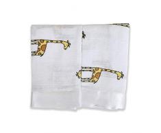 aden + anais - Couverture-Doudou Issie, en Mousseline 100% Coton avec bordure en Satin, Doudou Bébé Doux & Confortable, Nouveaux-nés, Fille & Garçon, Blanc & Jaune, Lot de 2, 40x40 cm