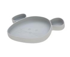 LÄSSIG Assiette en silicone pour enfants/Little Chums Souris gris