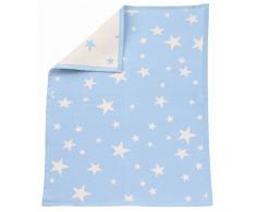 Julius Zöllner 352-4100-01 - Couverture en coton/jacquard et ruban velours - Motif étoile - bleu - Taille: 75 x 100 cm