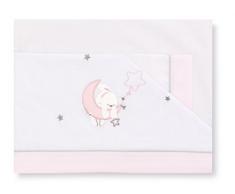 pirulos 00913114 – Triptyque draps motif lune, 80 x 140 cm, couleur blanc et rose