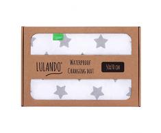 LULANDO Le tapis à langer imperméable pour les bébés, le tapis pour langer les bébés, le tapis-protection pour les bébés, 50 cm x 70 cm Couleur: Étoiles grises / Blanc