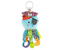 TOMY Lamaze - Capitaine Calamar, Peluche Bébé à Clip pour Berceau ou Poussette L27068, Jouet dÉveil Bébé avec Anneau de dentition, Jouet Éducatif Multicolore, Convient dès la Naissance