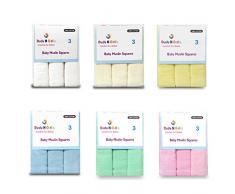 The Planet Store - 3 X (Cream/Rose/Blanc) Squares Supreme Pour Bébés De Qualité Mousseline 100% Coton - Référence : Ed-Vnrk-Zse2