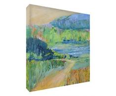 Feel Good Art VJ-SUMMERWALK1010-15IT Passez à lété Cadre de galerie sur Toile, Peinture Originale stylisée de LArtiste Val Johnson 51 x 51 cm Multicolore