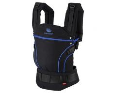 manduca First Porte Bebe > Blackline AbsoluteBlue < Porte-Bébé en Coton Biologique, Multi Réglable, 3 Positions (face à soi, sur la hanche & dans le dos), 3,5-20kg, Fabriqué en Europe, noir/bleu