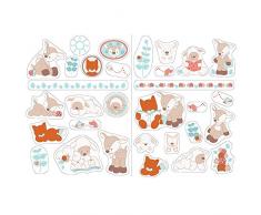 Nattou Sticker mural pour chambre denfant Fanny et Oscar, 2 Feuilles, Beige/Blanc/Vert menthe