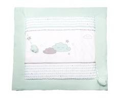roba Tapis déveil Happy Cloud, 100x100cm, côté supérieure: 100% coton, côté postérieure: 35% coton, 65% polyester, avec éléments de jeu.