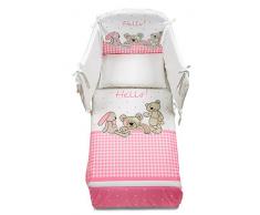 Italbaby Maxi Hello Parure de lit, Rose/blanc, 5 pièces