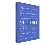 Little Helper BH128-04G/NV Feel Good Art Tableau sur toile avec citations sur la chance en langue allemande Typographie moderne Bleu 30 x 20 cm