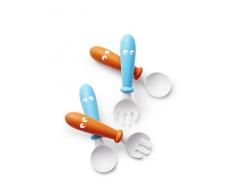 BABYBJÖRN Cuillère et Fourchette pour Bébé Orange/Turquoise - Lot de 4