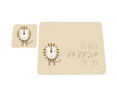 Feel Good Art brillant Set de table et dessous-de-verre pour bébés/bambins en Motif Cute Illustration (Beige/antique, BE Bold/BE Brave/BE You)