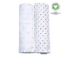 Motherhood GOTS Lot de 2 chiffons de bain 100% coton biologique Bleu et noir 85 x 85 cm