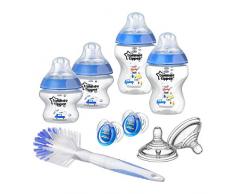 Tommee Tippee Biberon Kit Naissance Closer to Nature, Valve Anti-Colique, Tétine Souple, Bleu - Modèle Assorti
