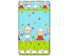 Drap-housse 100% coton avec motif imprimé pour lit bébé junior 160 x 70 cm (Turquoise)