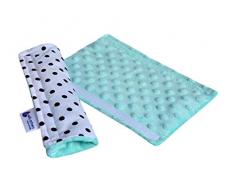 Rembourrage de ceinture pour voiture 17 x 22 cm bébé 100% coton Minky Medi Partners Double face Ceinture de sécurité pour voiture Sport Poussette écorchure (pois avec minky minky)