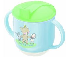 Rotho Babydesign Tasse à Bascule, Dès 6 mois, Modern Feeding, Motif Meilleurs Amis, 10,5 x 12 cm, Bleu / Vert citron / Blanc, 300240222AZ