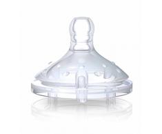 Nûby ID0021 Pack de 2 Tétines de Remplacement à Débit Extra Lent 0 Mois