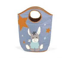 Sterntaler Panier de Rangement, Âne Emmi, Pour Jouets et Linge, Panier à Linge, Bleu Clair/Multicolore