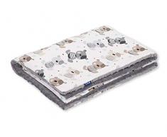 Pepi Leti 685843716952 Couverture en peluche pour bébé Motif ours en peluche Gris Minky 100 x 75 cm