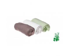 Lot de 3 Draps housse Bambou - 70x140 - anis blanc taupe