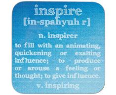 Feel Good Art brillant Dessous-de-verre en Typographie moderne design pour la maison ou le bureau de la collection Motivation Tons (Bleu ciel)