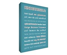 Little Helper KR1216-07G Feel Good Art Tableau sur toile avec citations en langue allemandeles règles des enfants Typographie moderne Bleu pétrole 40 x 30 cm