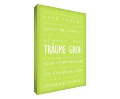 Little Helper drbg1216–02 G Feel Good Art Tableau décoration murale en toileRêves, 40 x 30 cm, grand Typographie moderne Vert citron