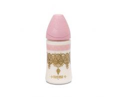 Suavinex Biberon ETHNIC 270ml SILICONE ROND 3 Vitesses - Rose