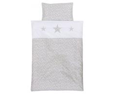 Babybay 410714 Linge de lit denfants en piqué, Gris Perle Blanches avec Application détoile, Multi Color, Taille Unique
