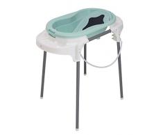 Rotho Babydesign TOP Station de Bain, Avec Baignoire pour Bébé, Support de Baignoire, Dossier de Baignoire et Tuyau de Vidange, 0-12 Mois, Swedish Green, 21042 0266 01