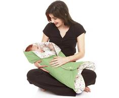 Wallaboo Babynomade Couverture enveloppante Leaf,Couverture pour Bébé, Pratique et élegante, Daim microfibre extra douce, 85 x 85 cm, Couleur: Vert