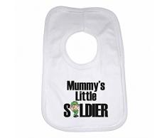 Mummys Little Soldier – personnalisé pour bébé fille, bavoir pour garçons, filles, cadeaux de naissance – Blanc