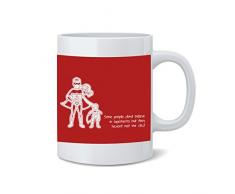 Feel Good Art Mug en céramique Typographie moderne et design Illustration (Rouge, Super Dad deux, deux enfants)