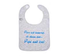 BB&co Bavoir Papi Sait Tout Gris Chine/Bleu