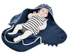 Wallaboo - Couverture Enveloppante Animal - Multi-Usages - pour Coques Bébé / Sièges Auto / pour Landaus / Poussettes ou Lits Bébé - 90 cm x 70 cm - Cotton - bleu