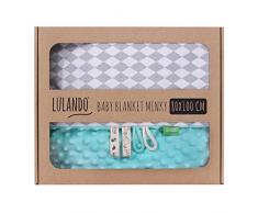 LULANDO Couverture MINKY 80x100 cm, couette, couverture pour poussette, réversible, pour journées fraîches, 100 % coton, anti-allergique, certificat Oeko-Tex, Couleur: Menthe - Diamant gris