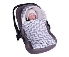 Sevira Kids - Couverture enveloppante en minky - REVERSIBLE - universelle et multi-usage pour siège auto ZigZag Écru