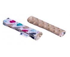 Minky Medi Partners Paire de coussinets de ceinture rembourrés pour siège auto de bébé 100% coton 18 x 13 cm Double face Buggy Poussette sport voiture (cœur beige minky)
