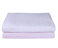 Clair de Lune Lot de 2 draps imprimés pour landau/berceau Rose